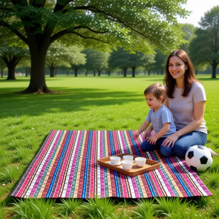 زیراندازجاجیم حصیر مسافرتی جاجیم کیف دار  لمینت 70 گرم  برند محبوب چاریسه